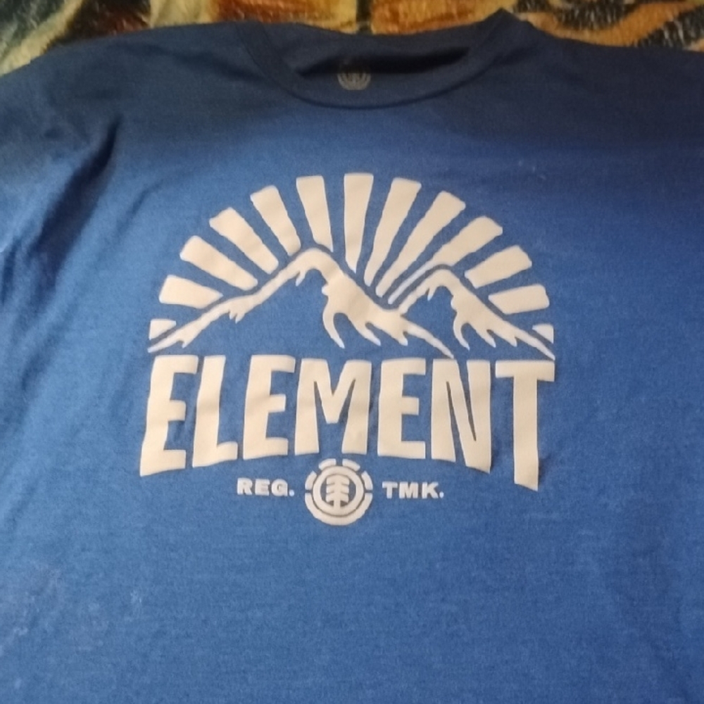 Men's Blue Vintage Large Element Snowboard Skateboard Streetwear Shirt Mountain